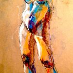 croquis, sketch, dessin, drawing, kraft paper, colorful, couleur, abstract, abstrait, impressionisme, fusain, pastel, modèle vivant, live model, nude posing, pose nue, art contemporain, nudes, nue, portrait, artwork,