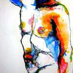 Nue / croquis, sketch, dessin, drawing, kraft paper, colorful, couleur, abstract, abstrait, impressionisme, fusain, pastel, modèle vivant, live model, nude posing, pose nue, art contemporain, nudes, nue, portrait, artwork,